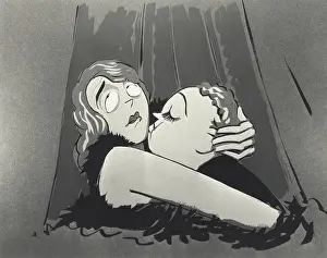 Imaginative: Illustration of couple hugging