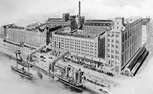 Trafford: Illustration of the CWS Sun Flour Mill, Trafford, Manchester