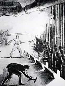 Establishment: An illustration depicting the drawing of the retorts