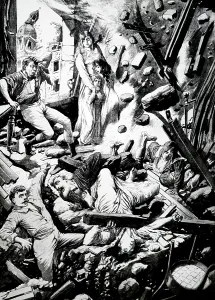Casualties: An illustration depicting a scene from the 1906