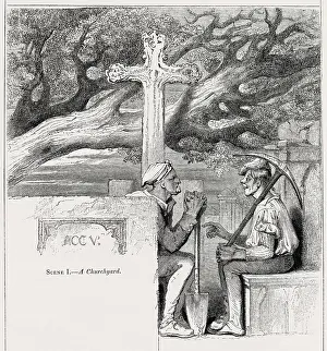 Gravedigger: Illustration, Hamlet, by William Shakespeare
