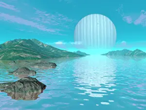 Mirrored: Illustration of a hypothetical idyllic landscape on a ?