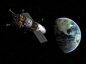 Probe: Illustration of a lunar tug propelling itself into Earth ?