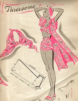 Two Piece: Illustration How to make a bikini article, Woman's Fair, 1