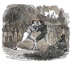 Wrestle: Illustration, two men wrestling