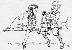 Sticking: Illustration, Mending the Doll's Head