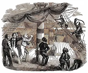 Illustration, Monkey on board ship