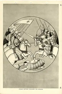 Moslems: Illustration of mounted combat between Crusaders and Moslems