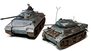 Panzer: Illustration of two Panzer tanks, the Leopard