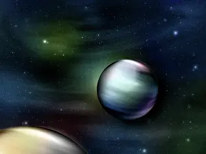 Starfield: Illustration of planets in outer space