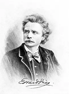 Grieg: Illustration portrait norwegian composer edvard