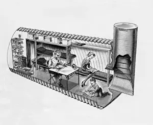 Prefab: An illustration of prefab fallout shelters, ?