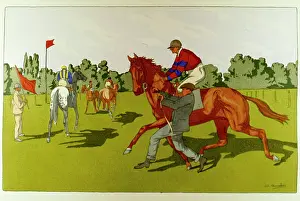 Jockeys: Illustration, scene before a horserace