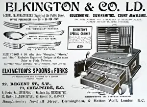 Silverware: Illustration showing Advertisement for Elkington's