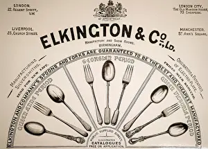 Silverware: Illustration showing Advertisement for Elkington's