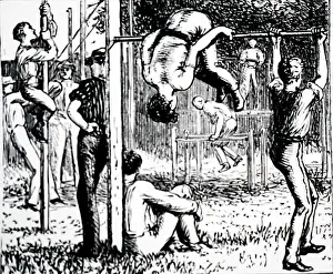 Doing: Illustration showing Boys doing gymnastics