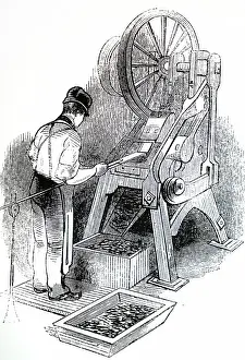 1844: Illustration showing Brad cutting machine 1844