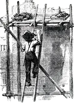 Bricklayer: Illustration showing a bricklayer carrying a hod
