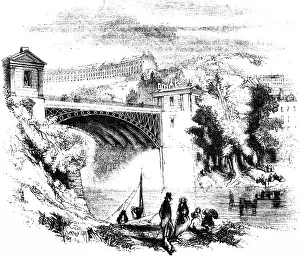 1852: Illustration showing the Camden bridge in Bath, England 1852