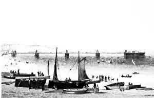 1823: Illustration showing Chain pier at Brighton, England