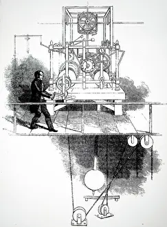 1842: Illustration showing The clock in the tower of