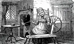 1836: Illustration showing Cottager spinning in her