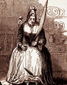 Useful: Illustration showing Cottager spinning