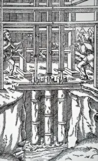 Pumps: Illustration showing Draining mine workings