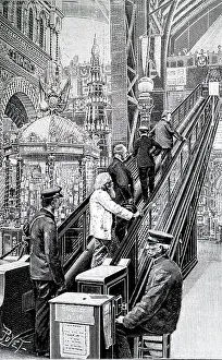 Lift: Illustration showing Escalator in use at the Paris