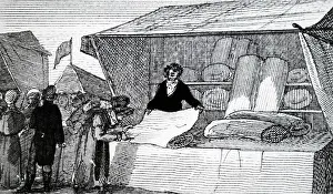 1823: Illustration showing Flannel, woven in surrounding