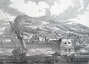 Gibraltar: Illustration showing Gibraltar in 1833
