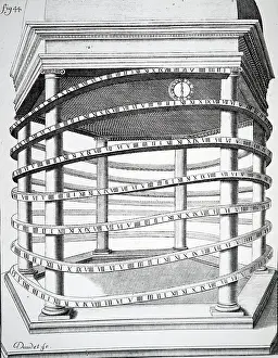 Driven: Illustration showing Gravity driven clock:
