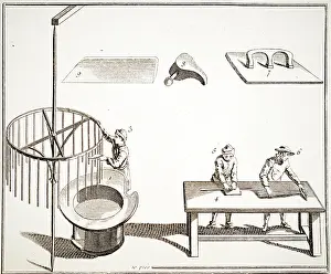Tapers: Illustration showing Making candle tapers. France; 1748