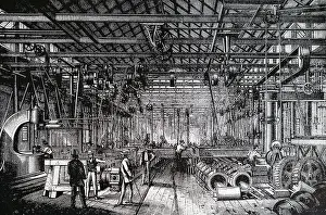 Pumping: Illustration showing Man working a balance pump