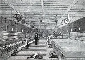Passed: Illustration showing Mule spinning in a shed lit
