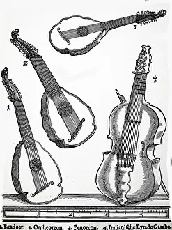 Basel: Illustration showing Old stringed instruments