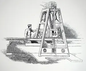 1843: Illustration showing planning and levelling machine