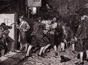 Notice: Illustration showing a Press Gang at work circa