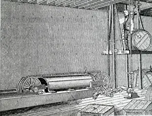 Basement: Illustration showing Rope elevator, showing hydraulic