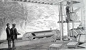 Basement: Illustration showing Rope elevator, showing hydraulic