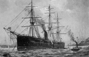 1869: Illustration showing the Royal Navy ship The
