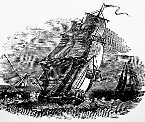 Timepiece: Illustration showing Sailing ship in a stiff breeze