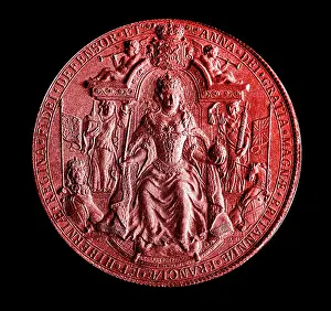 1707: Illustration showing Second Great Seal of Anne
