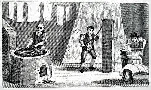 1823: Illustration showing Silk production: Derby, England 1823