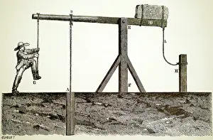 Drilling: Illustration showing spring pole method of sinking
