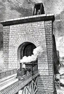 Cantilever: Illustration showing Train Crossing the Forth Rail Bridge