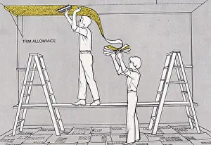Decorators: Illustration showing how to wallpaper a ceiling from Ideal H