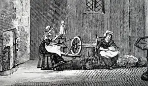1823: Illustration showing Women of Snaith spinning