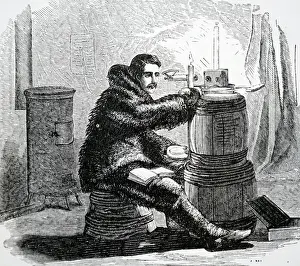 1853: Illustration showing work in a magnetic observatory