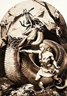 Naw001: Illustration of Siegfried Killiing The Dragon Fafnir